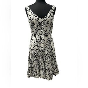 Chaps Black/White Sleeveless Cotton Midi Dress-size 8